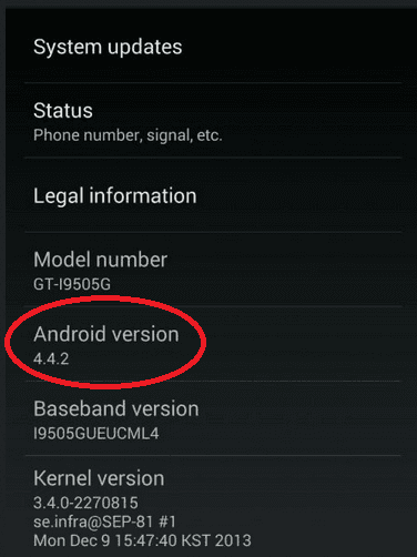 Samsung Galaxy S4 Google Play edition Android 4.4.2