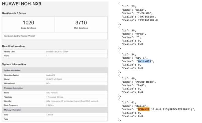 Kirin 9000, Geekbench