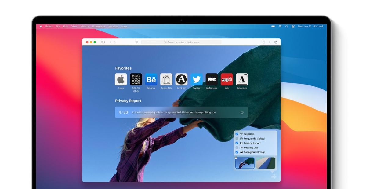 Prohlížeč Safari v macOS 11 Big Sur