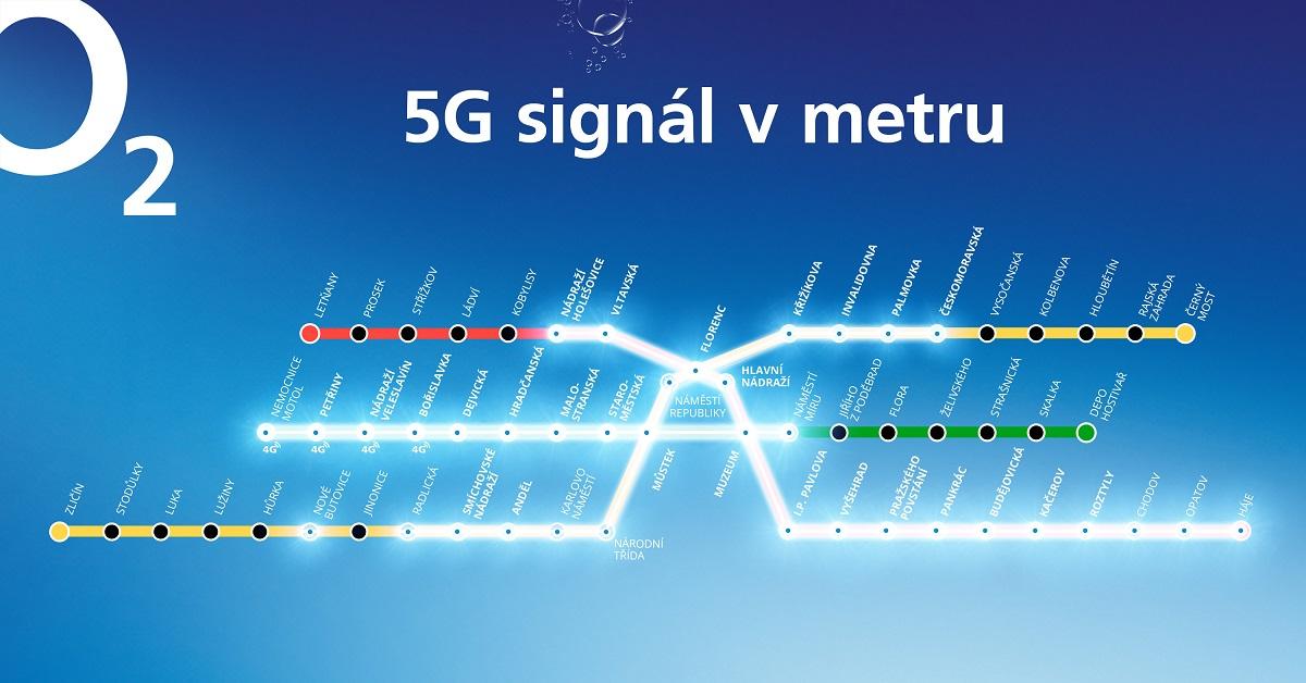 Pokrytí 5G signálem od O2 v metru