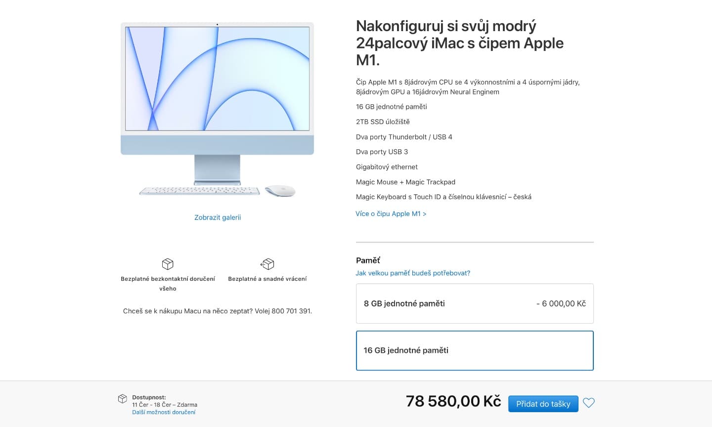 Nejvyšší možná konfigurace počítače iMac (2021)