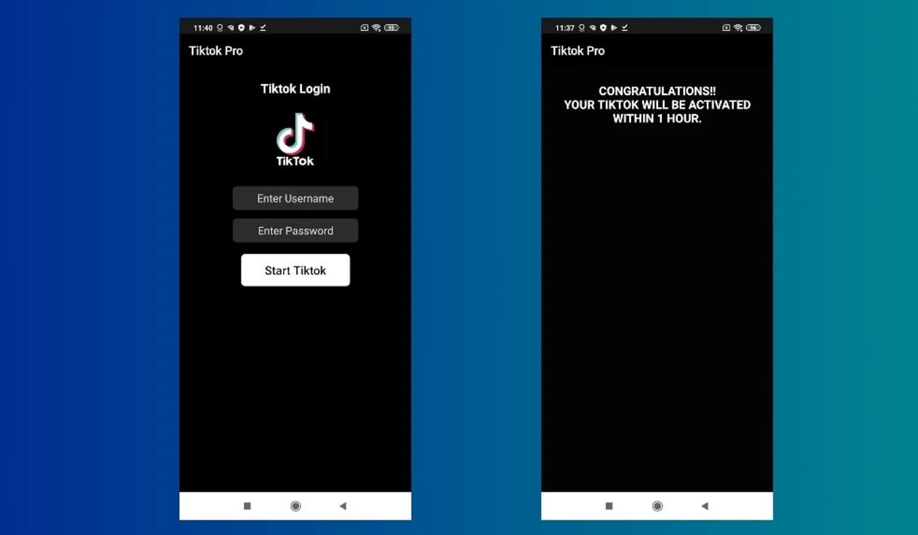 TikTok Pro, falešný TikTok