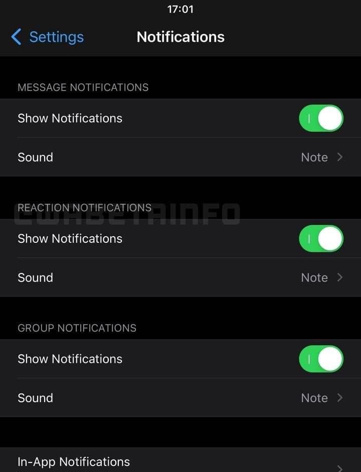 WhatsApp notifikace pro reakce na zprávy