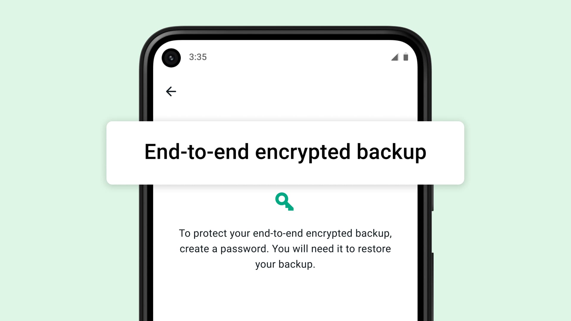 WhatsApp end-to-end encrypted backup