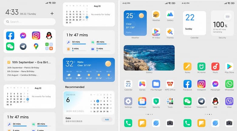 Nové widgety v nástavbě MIUI 13