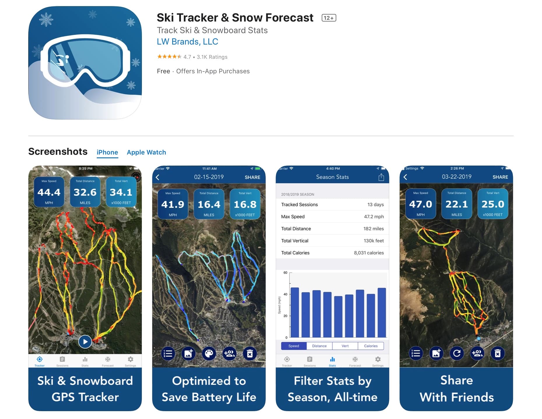 Ski tracker app