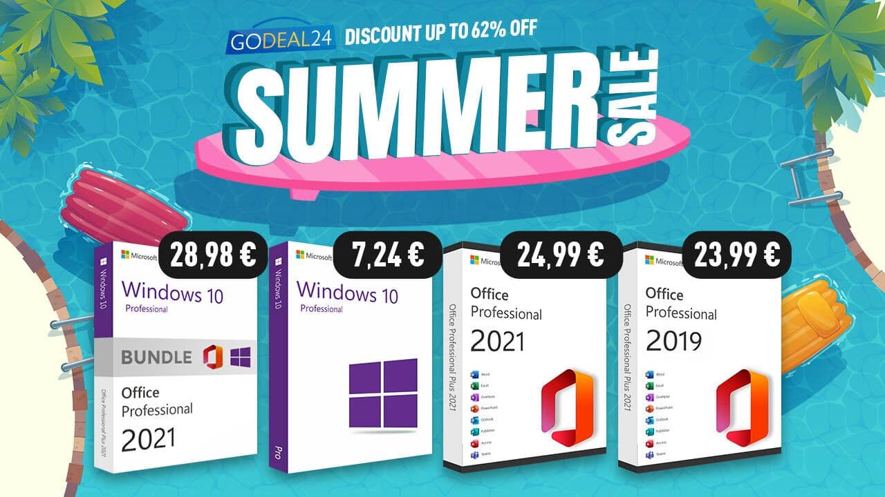 Godeal24 Summer Sale – Windows 10 Pro pořídíte jen za 6,18 € a Office 2021 za 13,19 €