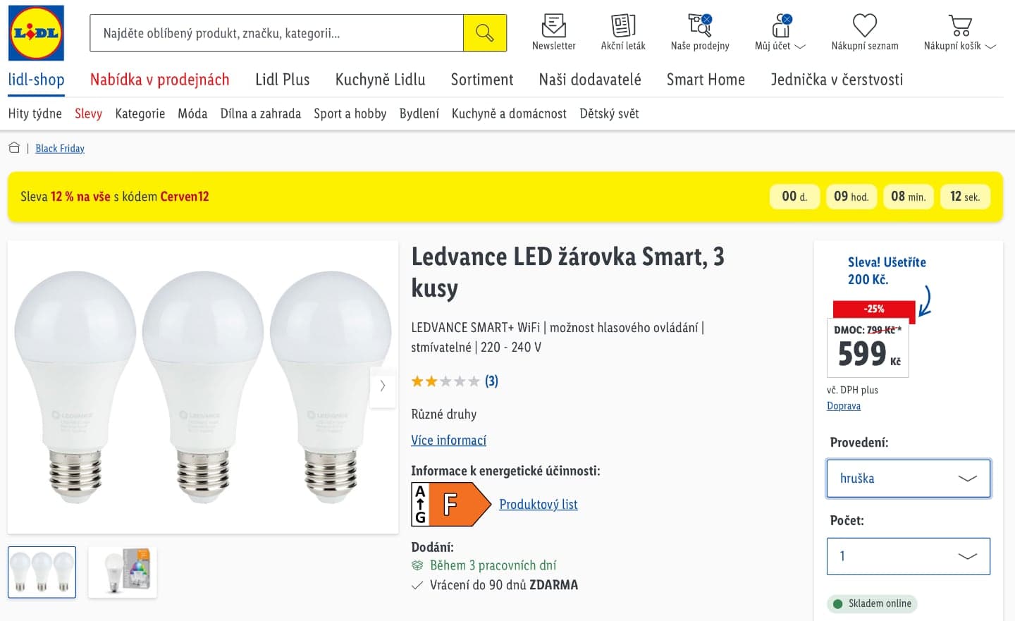 Ledvance chytré žárovky na Lidl e-shopu