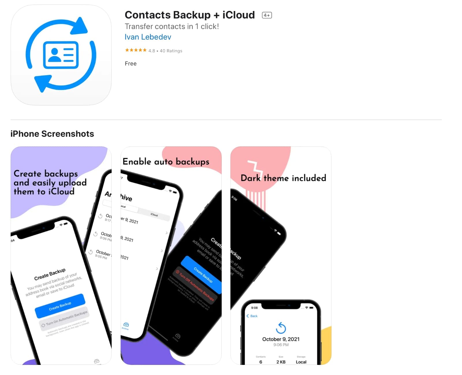 Contacts Backup + iCloud