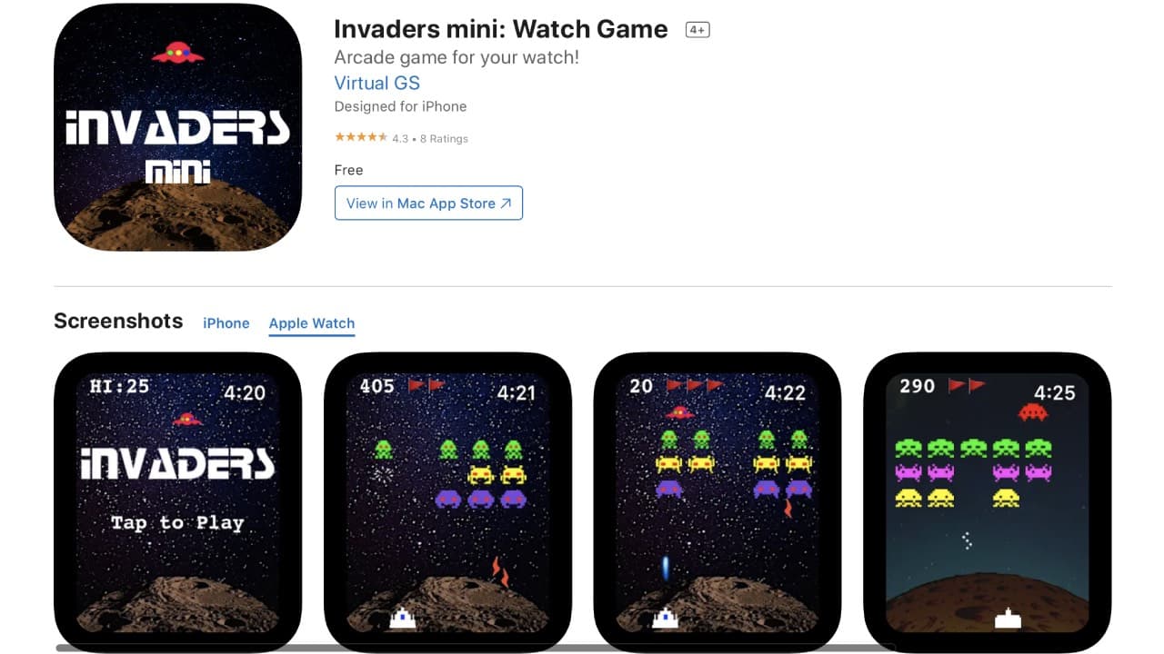 Invaders mini: Watch Game