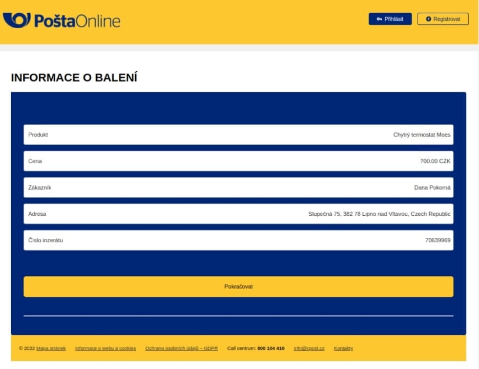 Podvodný formulář