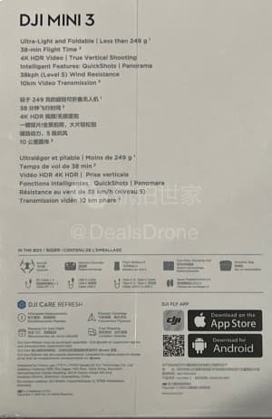 Zadní část balení DJI Mini 3