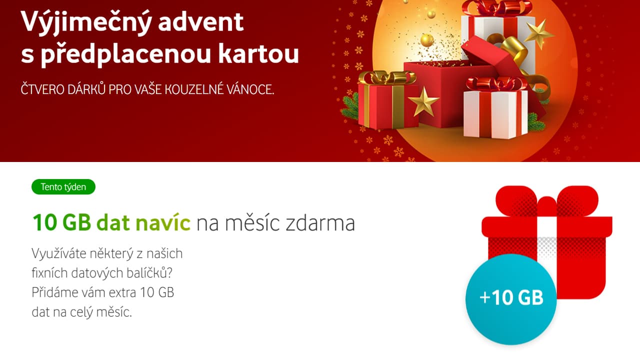 Předplacenka Vodafone 10 GB zdarma
