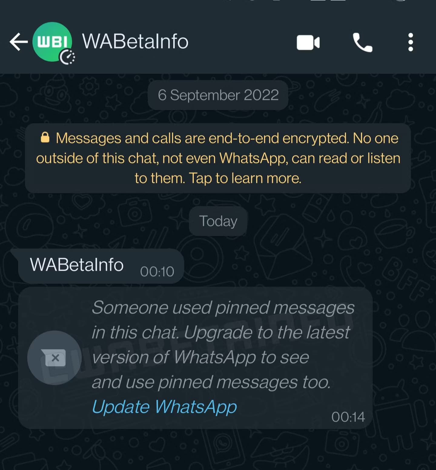 Možnost připnutí zprávy spatřena v testovací verzi WhatsAppu | foto: WABetaInfo