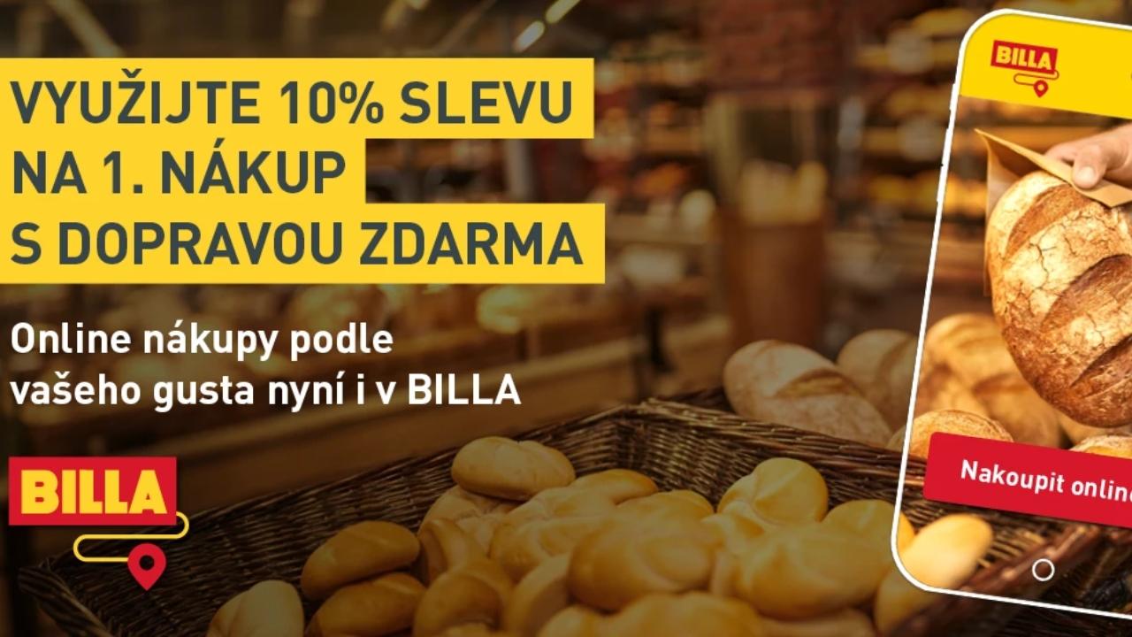 První nákup s 10% slevou. Billa zkouší prodávat zboží přes internet