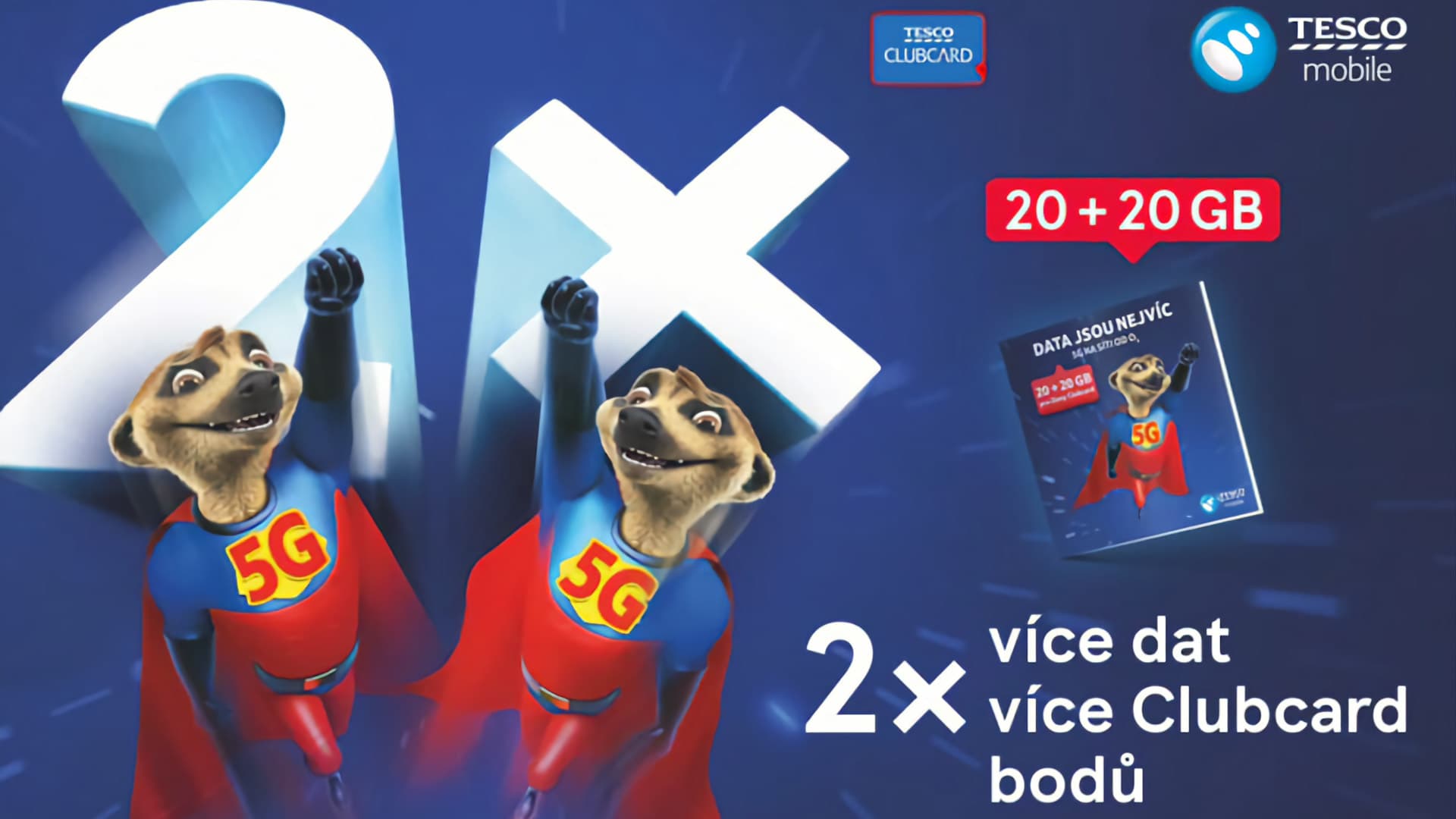 Tesco Mobile má super akci 20 + 20 GB dat zdarma | foto: Tesco Mobile