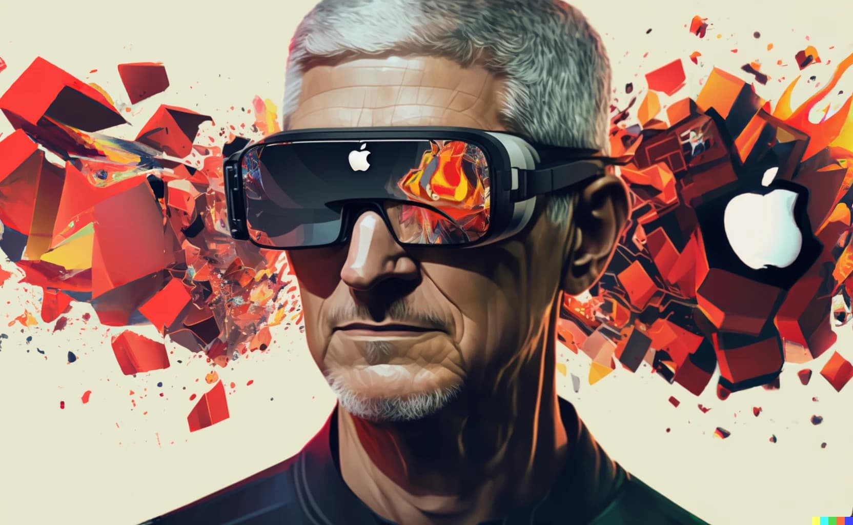 Tim Cook s headsetem, ilustrační