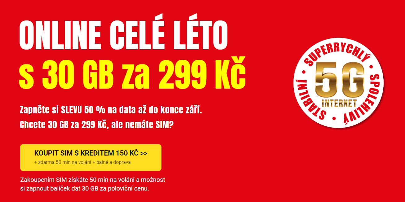 BLESKmobil nyní nabízí 30 GB dat za 300 korun 