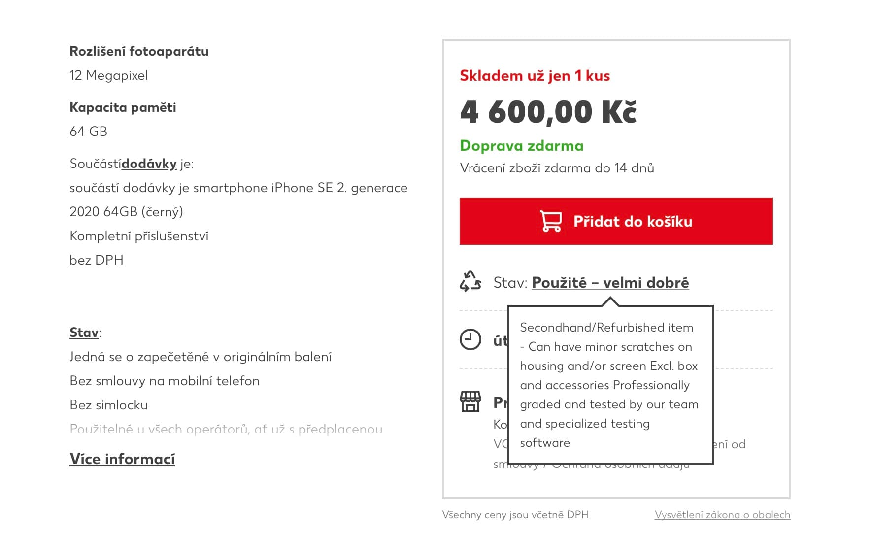 Vlevo se píše, že k telefonu dostanete veškeré příslušenství a vlevo zase, že ne...