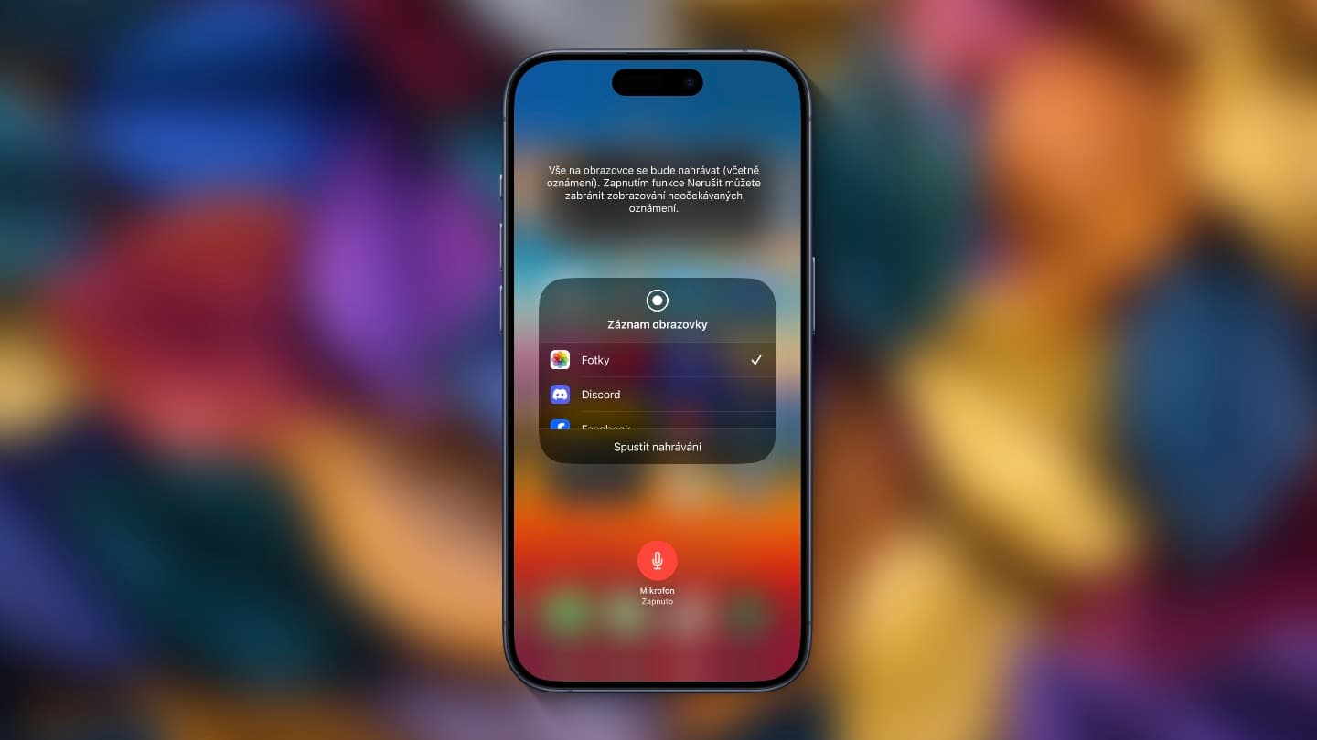 Záznam obrazovky na iPhone