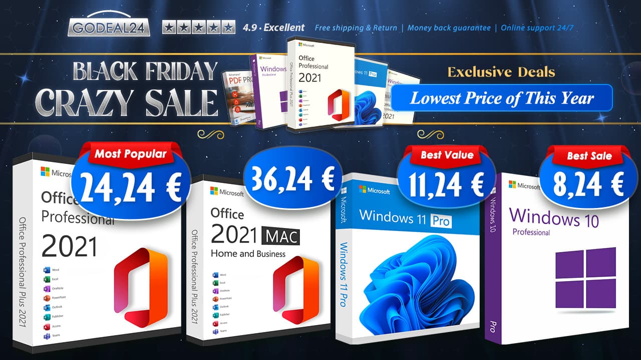 Black Friday vrcholí. Microsoft Office 2021 za pouhých 24,24 EUR, Windows 11 Pro za méně než 6 EUR