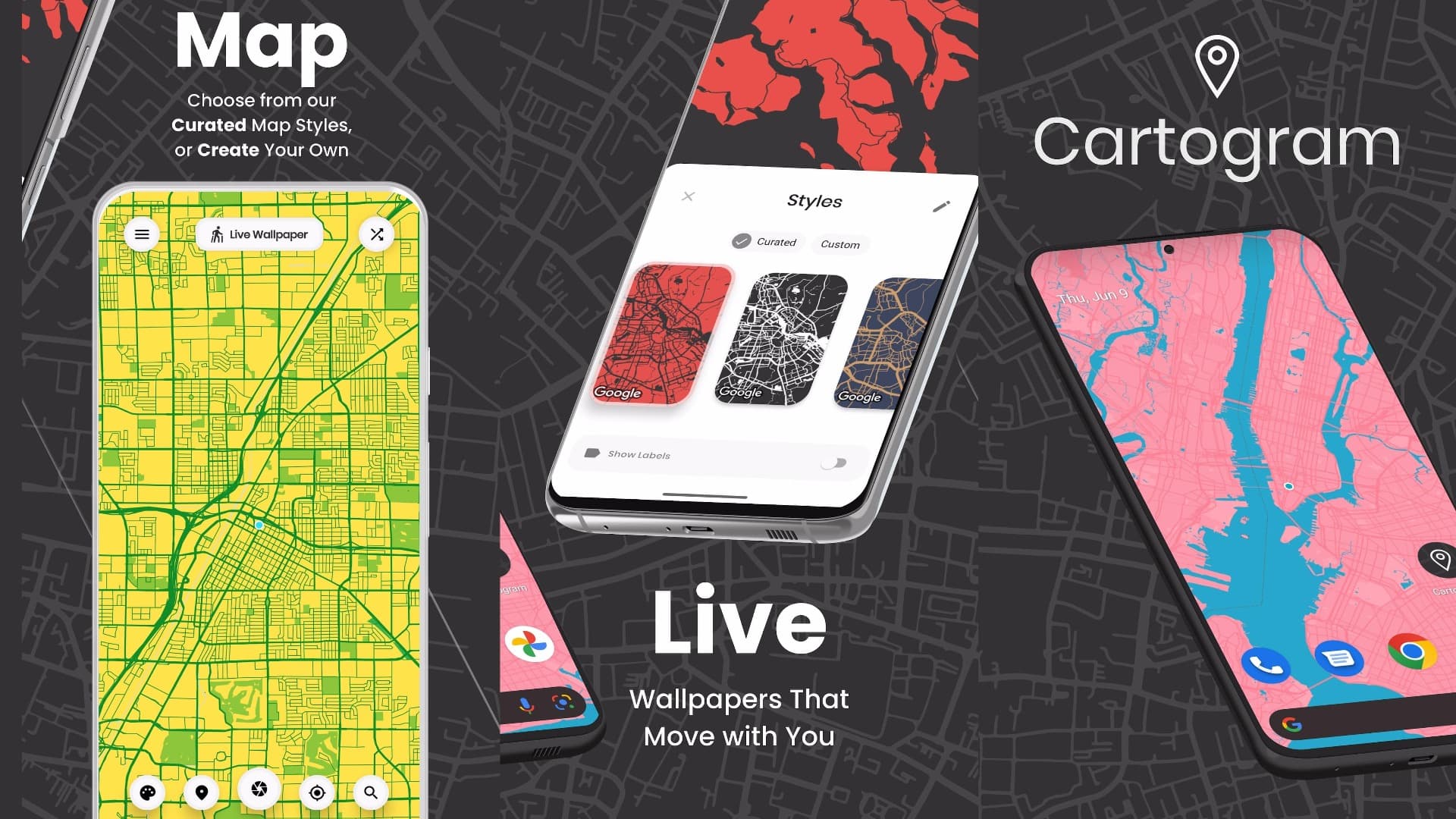 Cartogram - Live Map Wallpaper