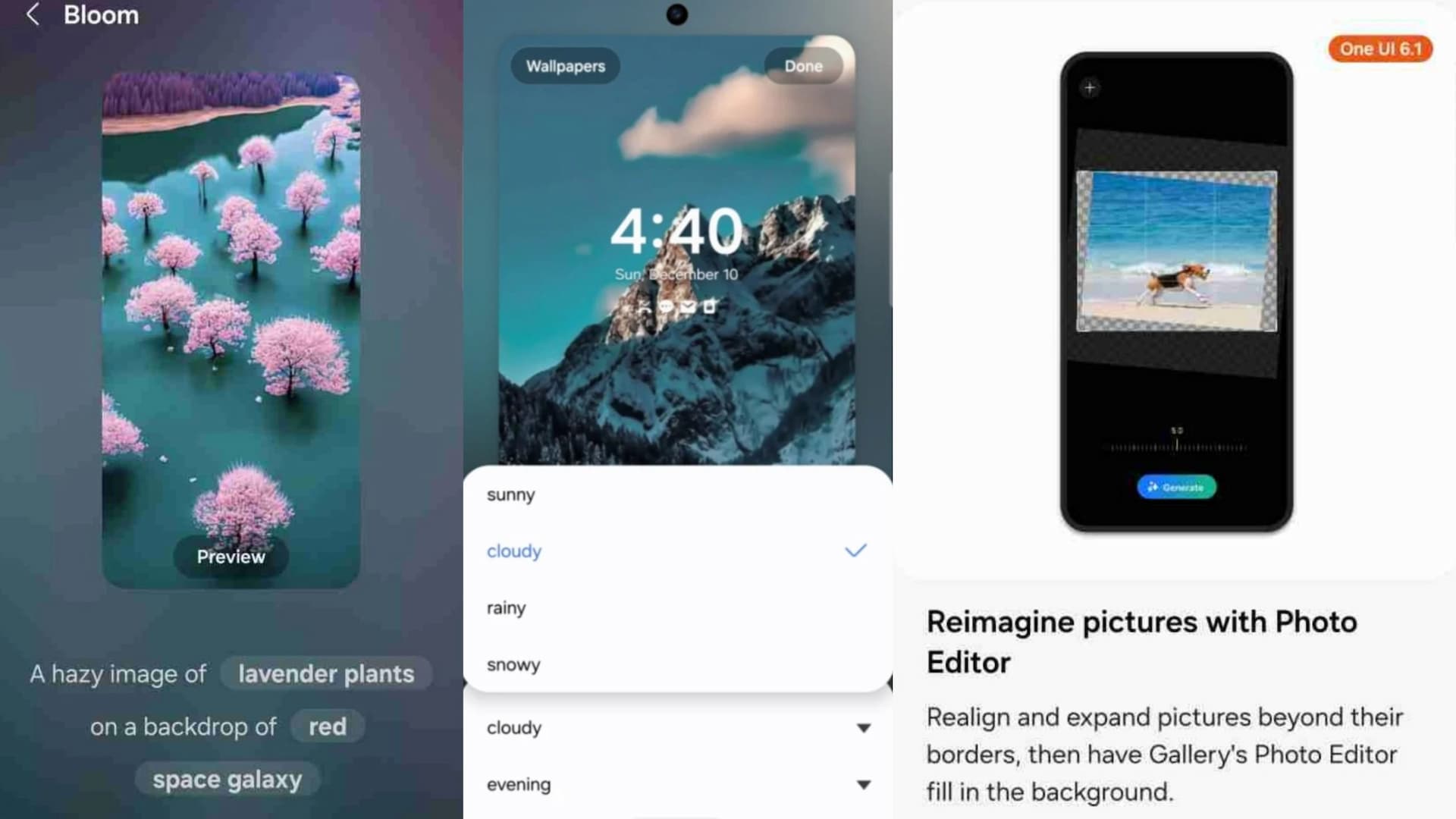 One UI 6.1. nabídne tapety generované AI nebo pokročilé editace obrázků | foto: Sammobile