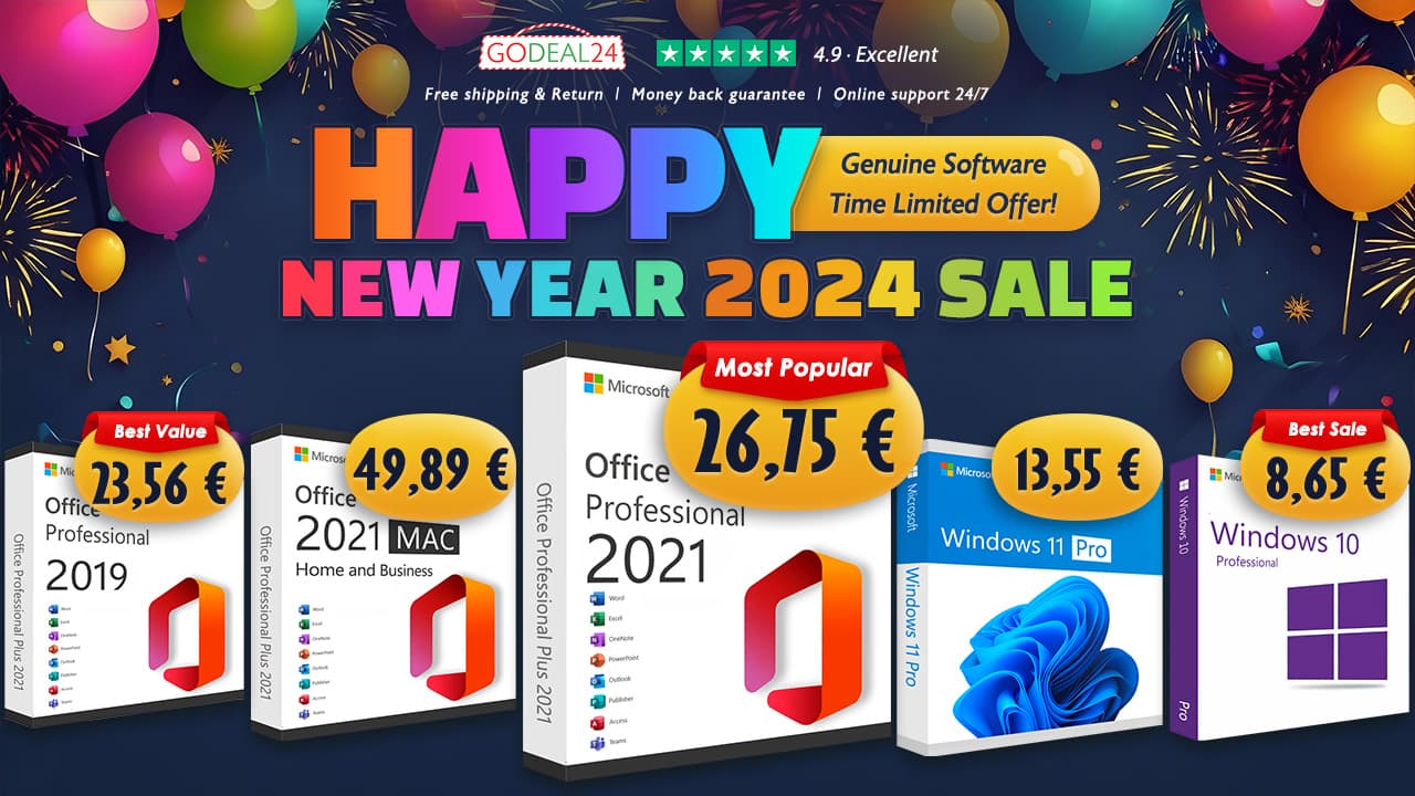 GoDeal24 novoroční výprodej! 26,75 € za doživotní licenci Office 2021 Pro