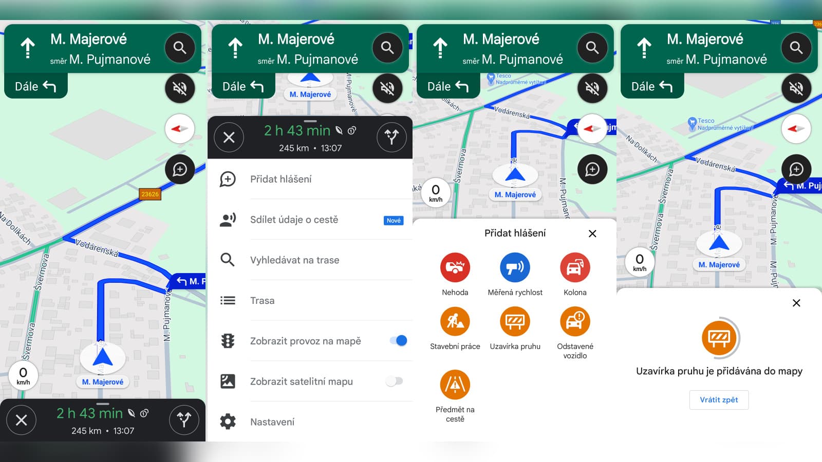 Přidání dopravního incidentu v Google Mapách je snadné | foto: vlastní