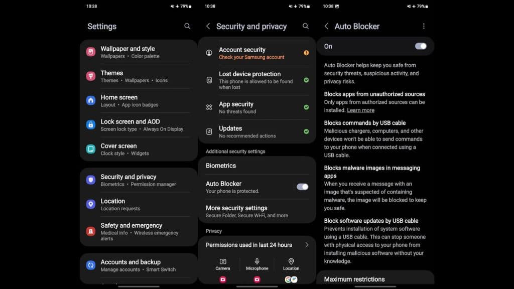 Vypnutí funkce Auto Blocker na Samsungu
