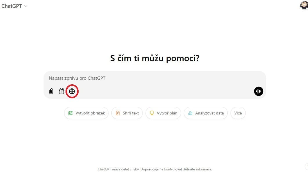 Vyhledávání na webu aktivujete kliknutím na zeměkouli (viz. červené kolečko)