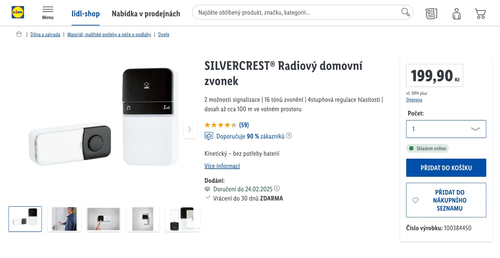 Silvercrest Rádiový domovní zvonek | foto: Lidl