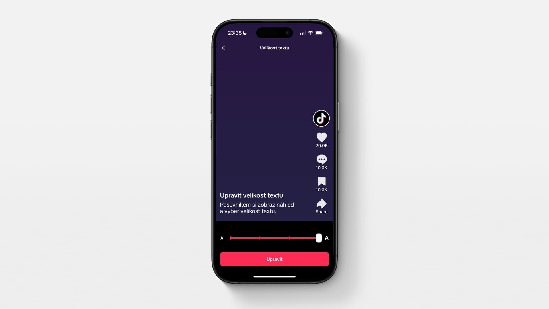 Velikost textu v aplikaci TikTok | foto: Luboš Srb
