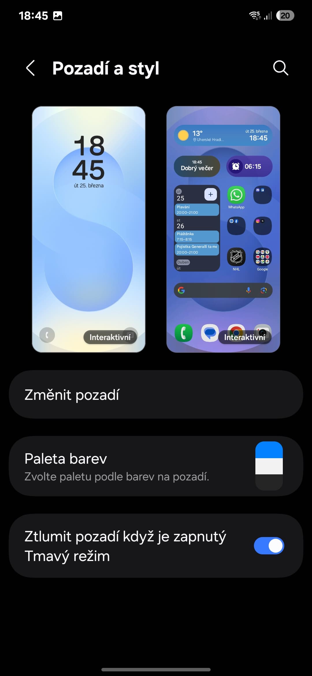 Změna pozadí