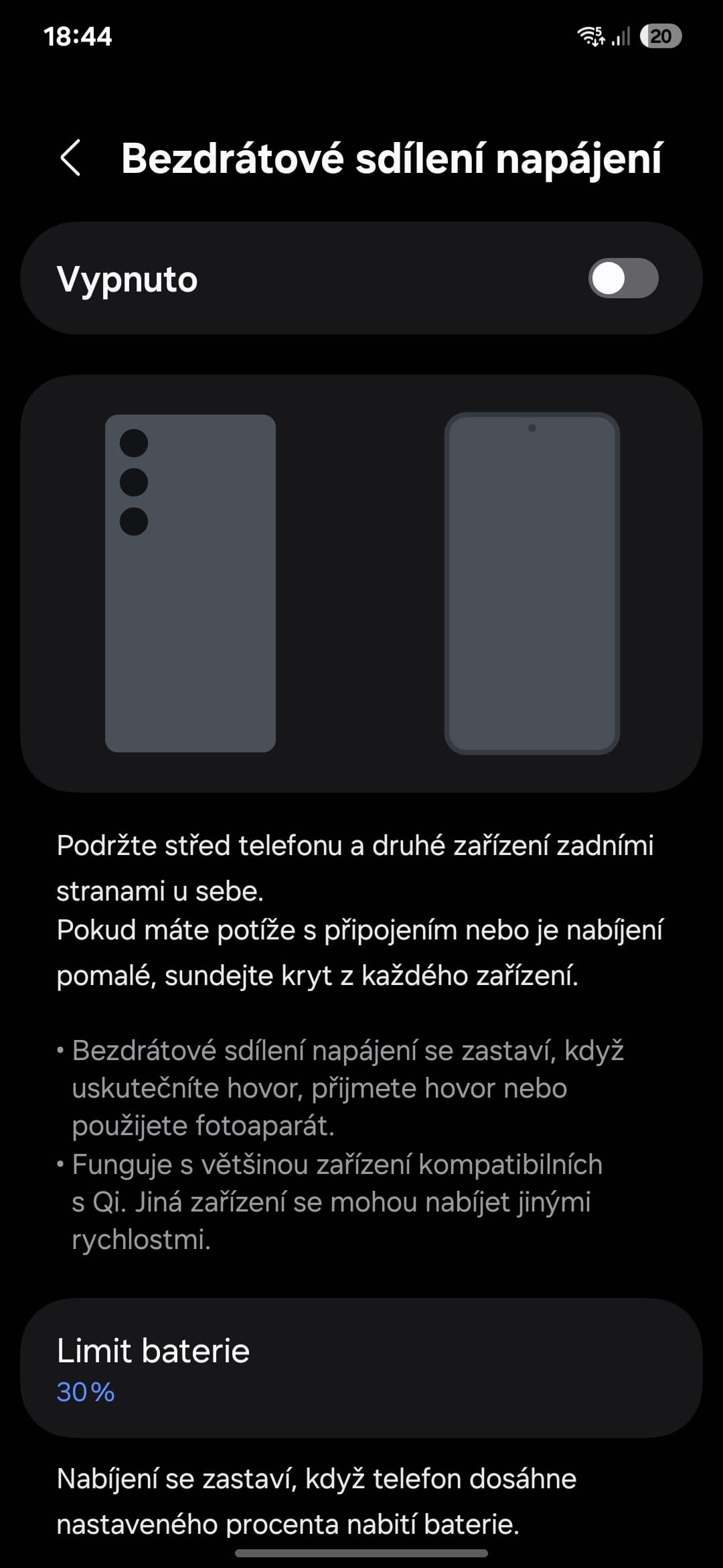 Bezdrátové sdílení napájení