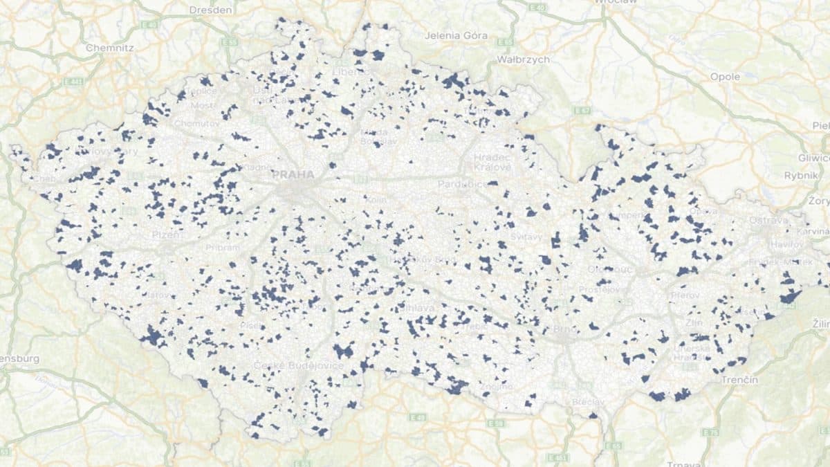 Mapa tzv. bílých míst | foto: Ministerstvo průmyslu a obchodu