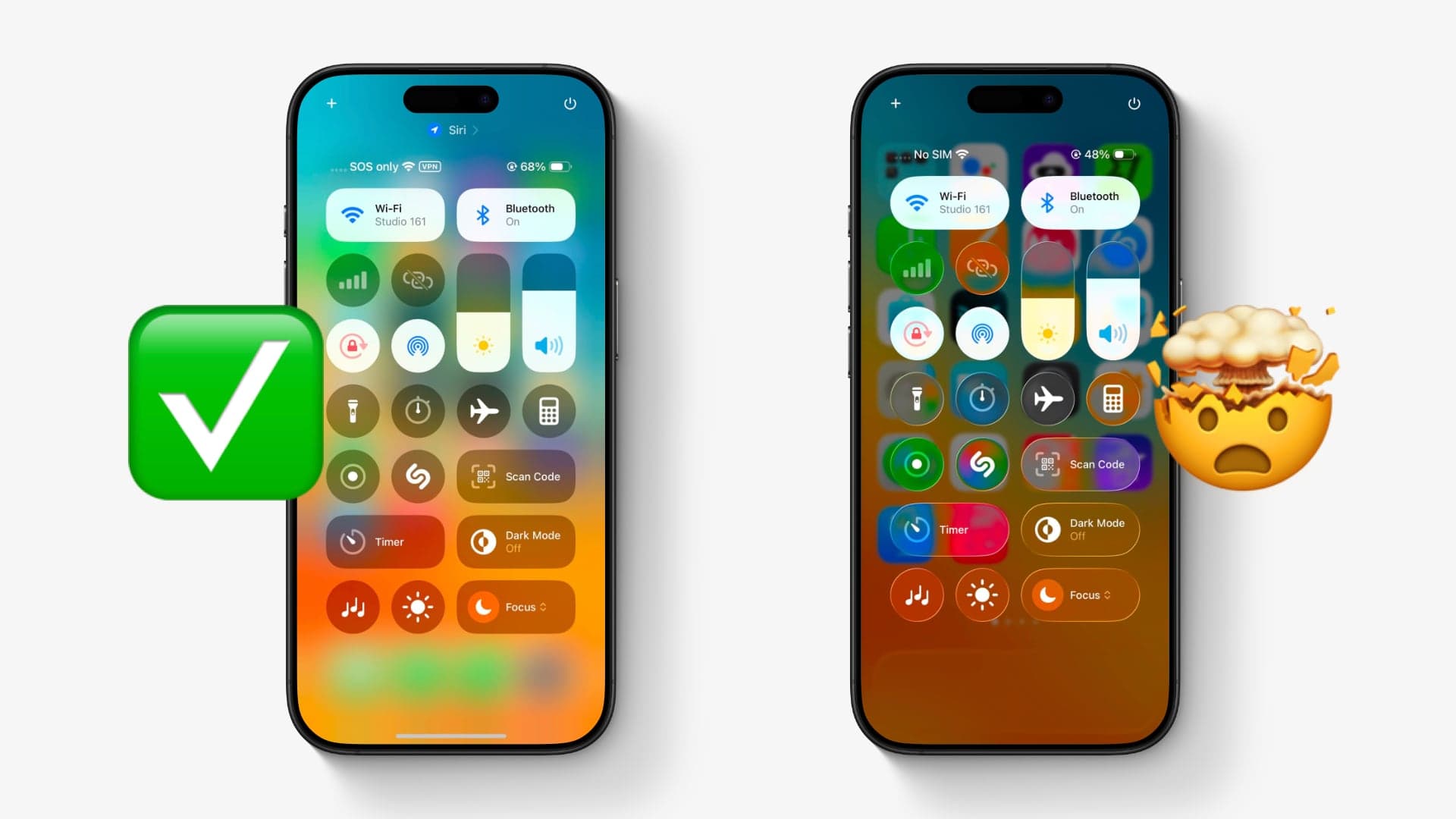 iOS 18 (vlevo) vs iOS 26 (vpravo) | foto: Luboš Srb