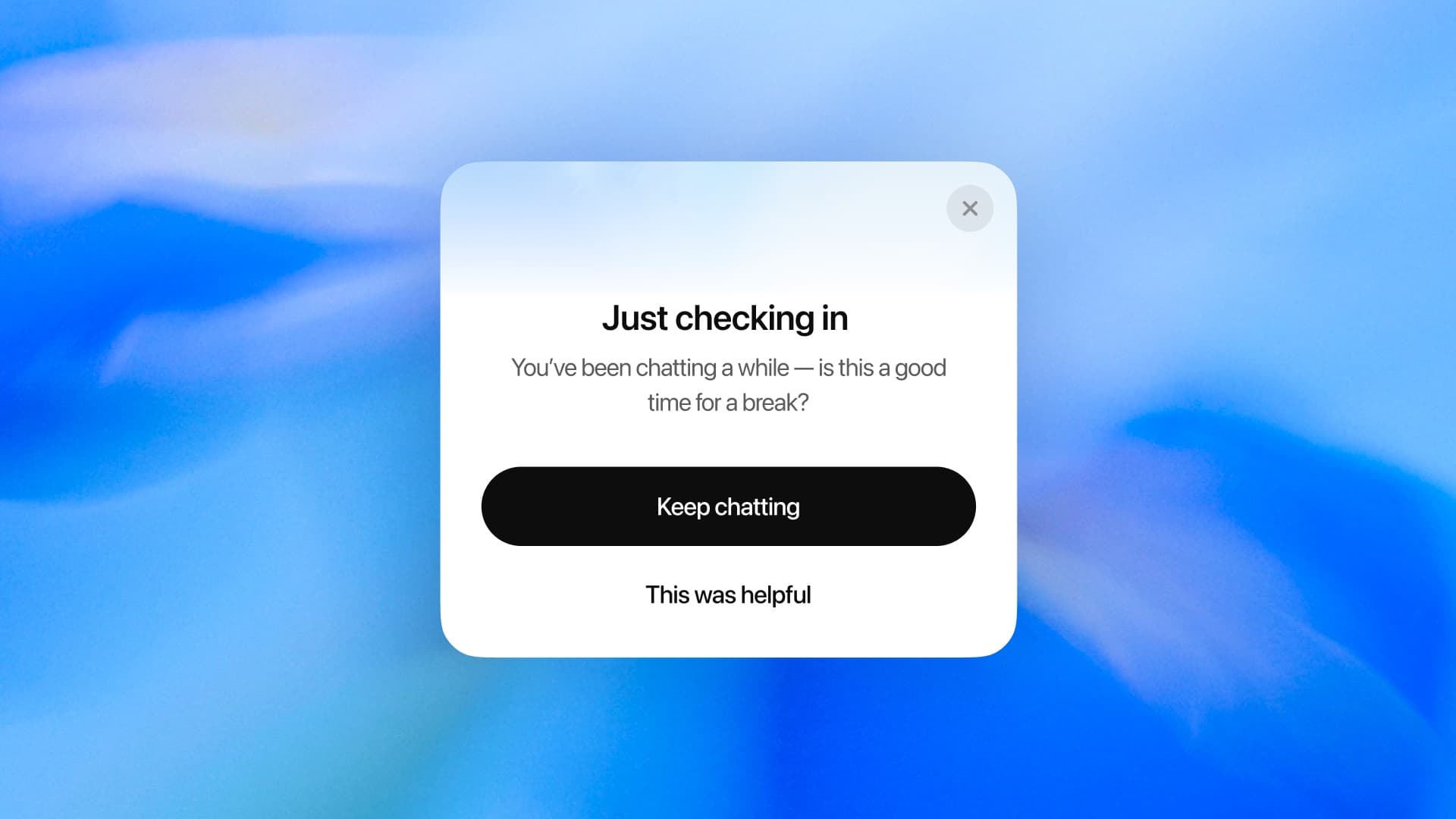 ChatGPT a upozornění na to, že by si měl dát uživatel pauzu | foto: OpenAI