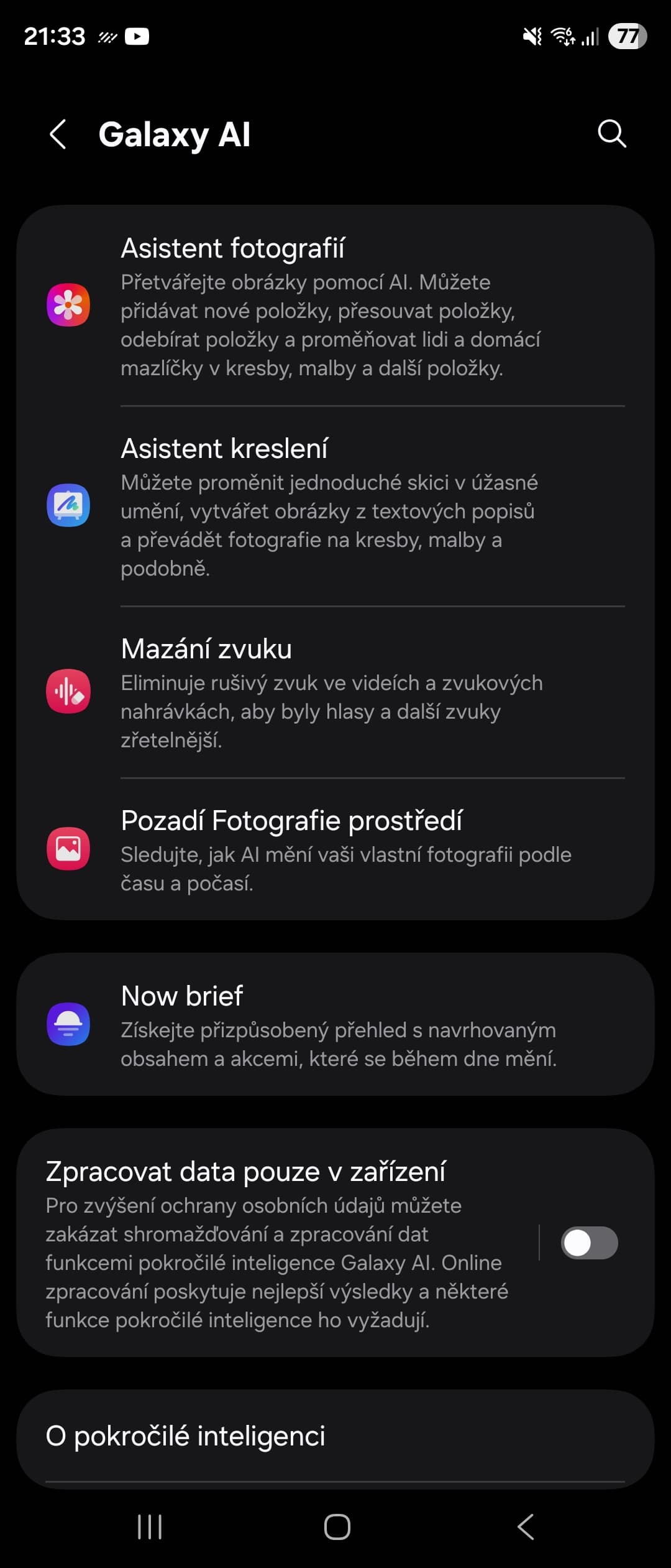 Pokročilá umělá inteligence Galaxy AI