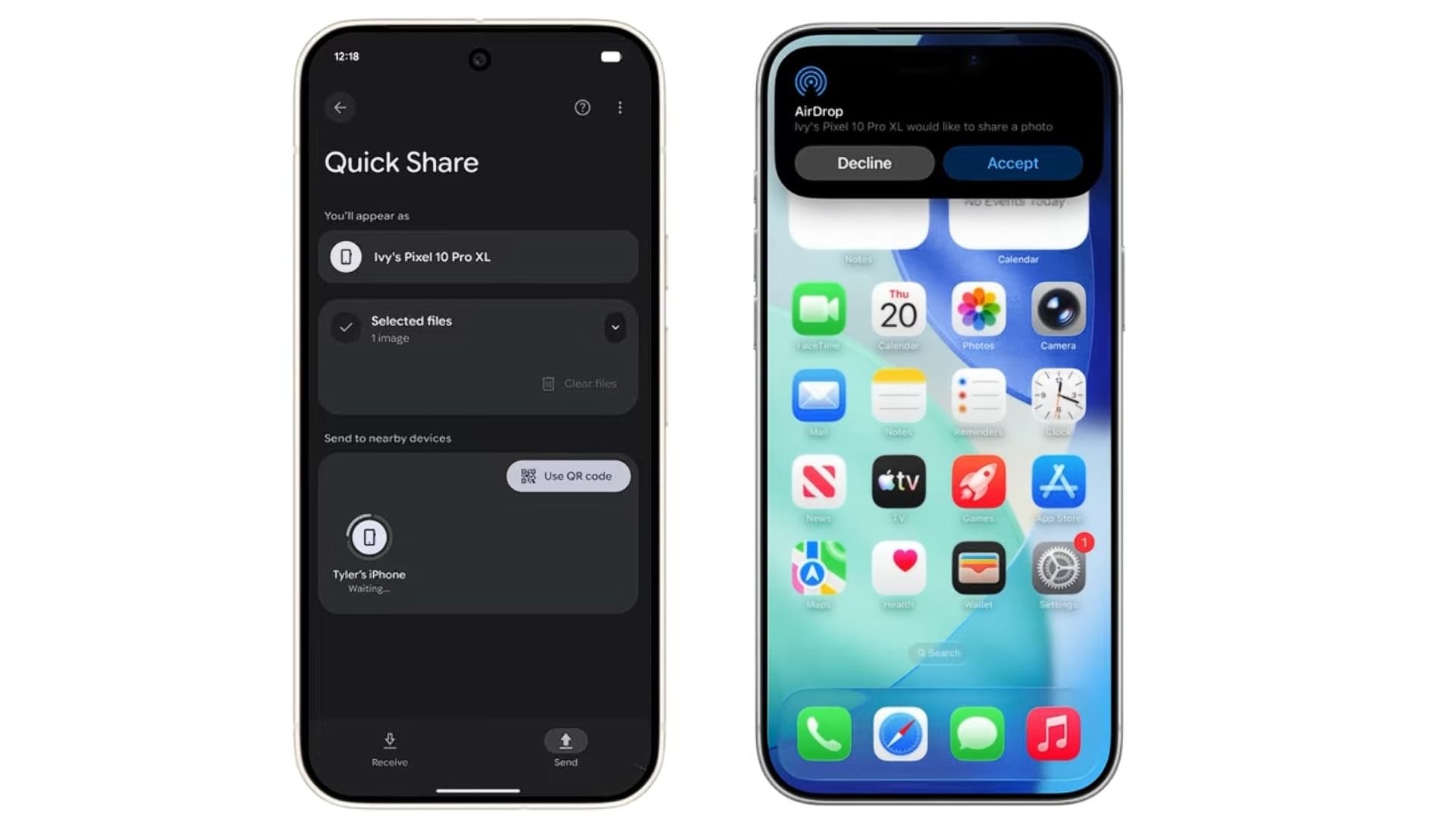 Quick Share se naučil komunikovat s AirDrop od Applu | Zdroj: Google