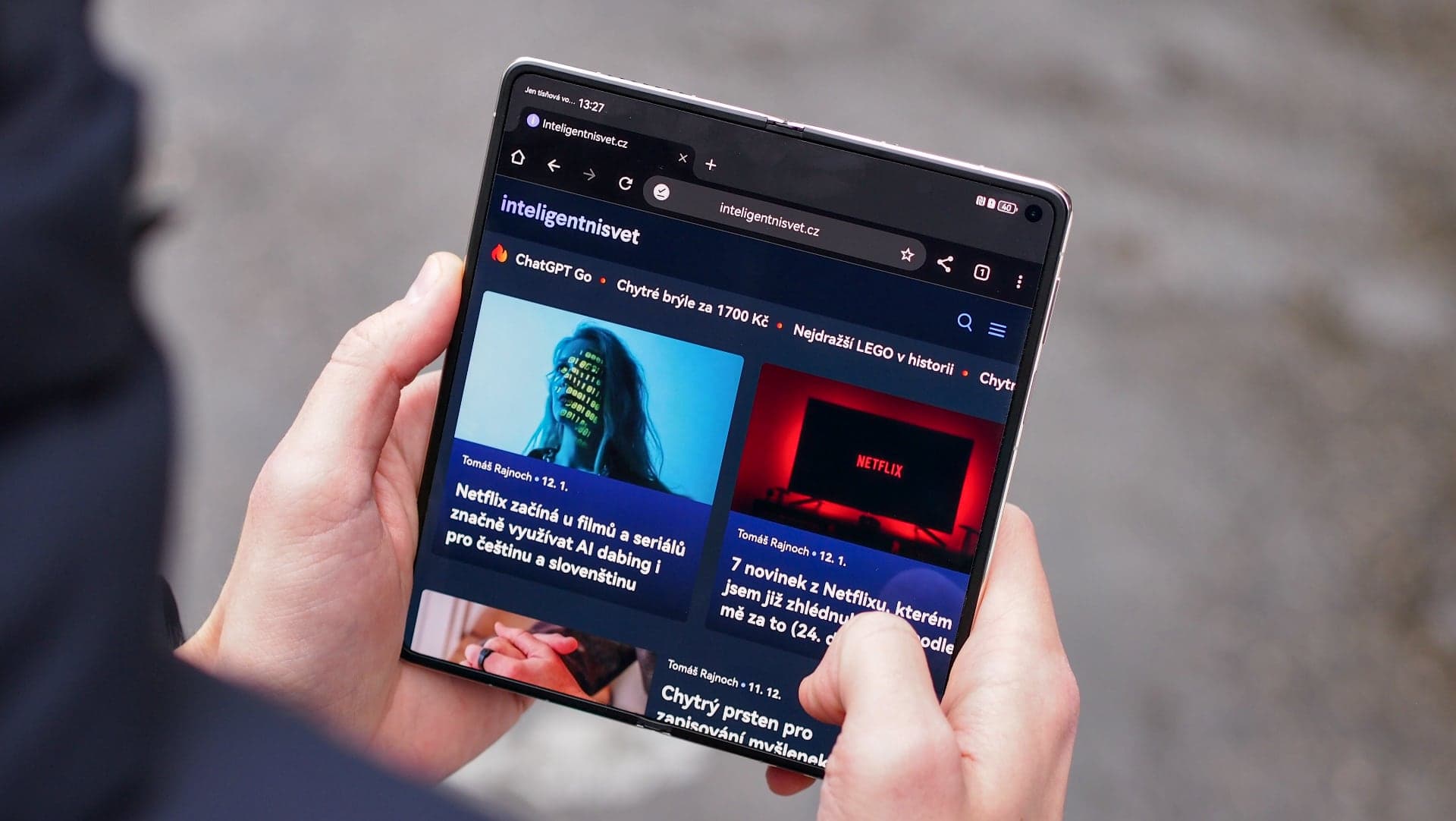 Huawei Mate X7 při prohlížení webových stránek | Zdroj: Luboš Srb