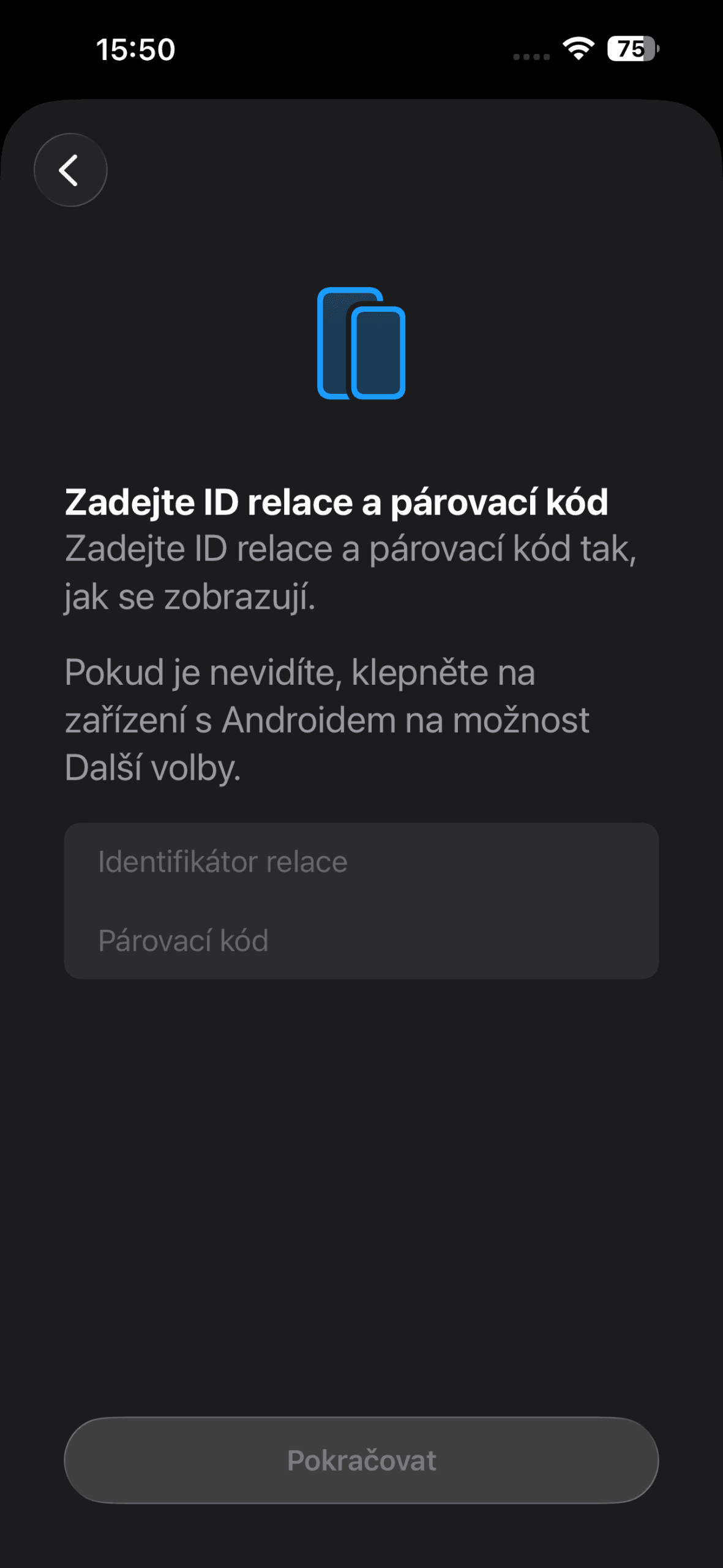 Ruční zadání ID relace | Zdroj: Tomáš Rajnoch