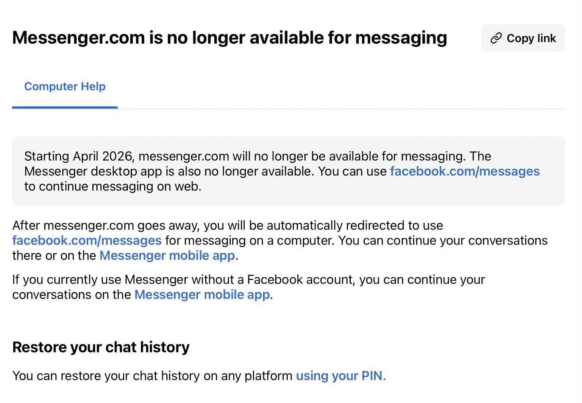 Meta varuje uživatele před koncem Messenger.com | Zdroj: Luboš Srb