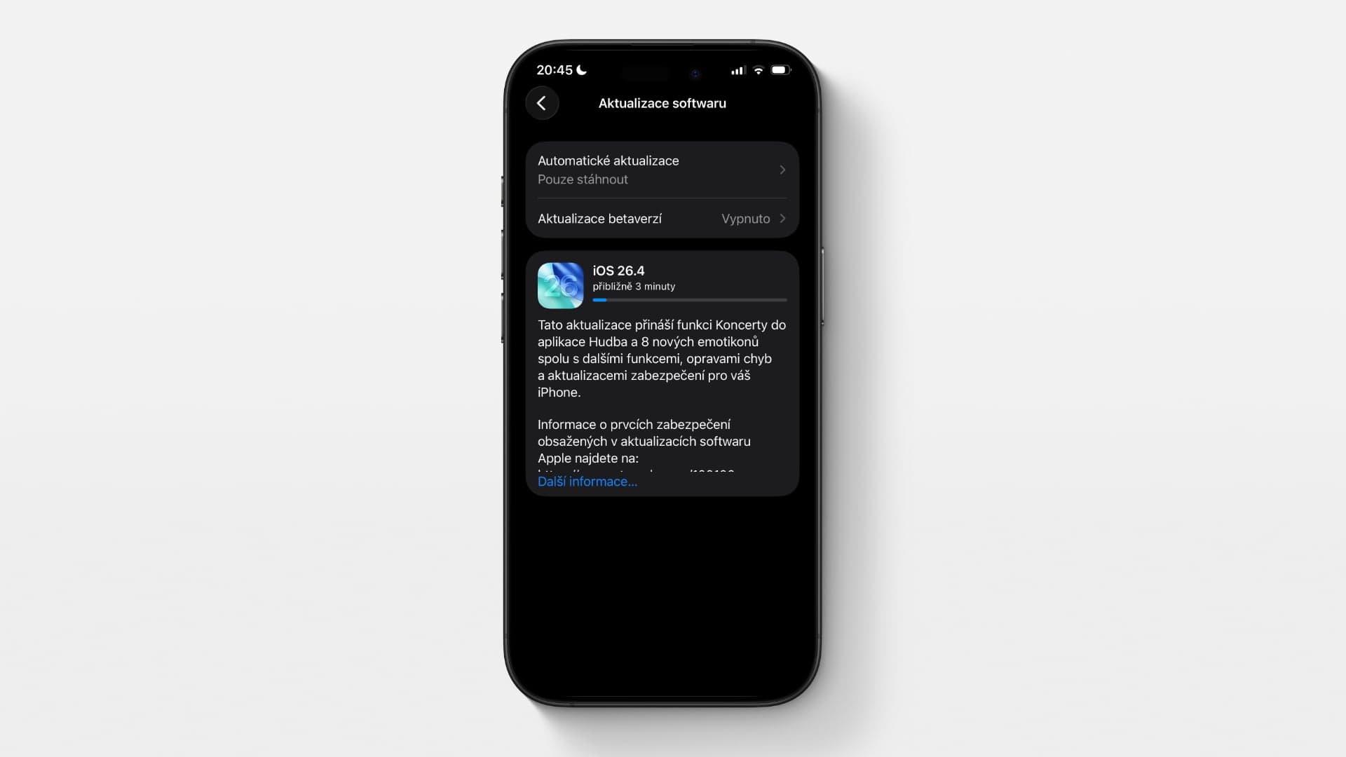 Aktualizace iOS 26.4 je ke stažení | Zdroj: Luboš Srb
