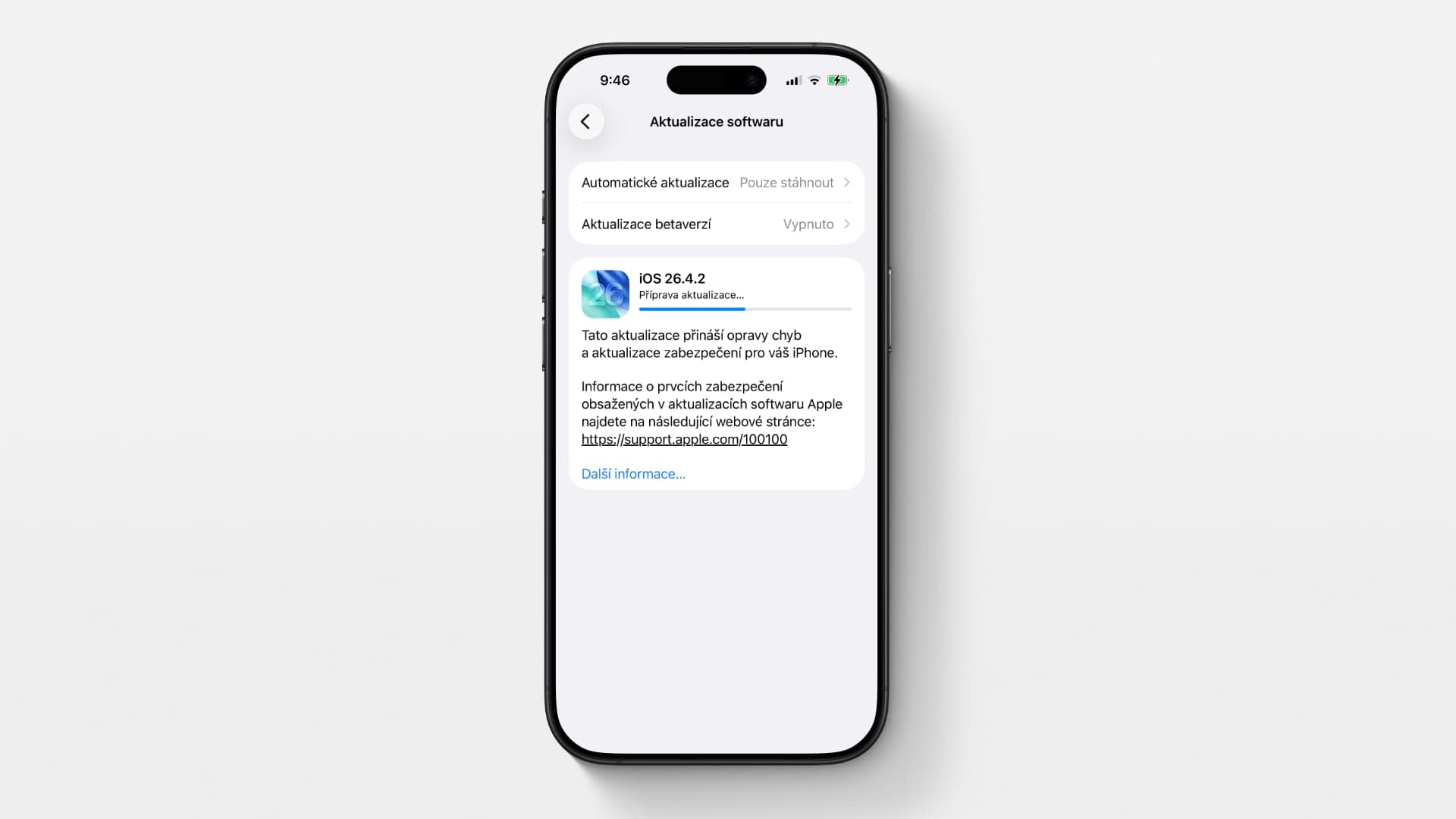 Aktualizace iOS 26.4.2 | Zdroj: Luboš Srb
