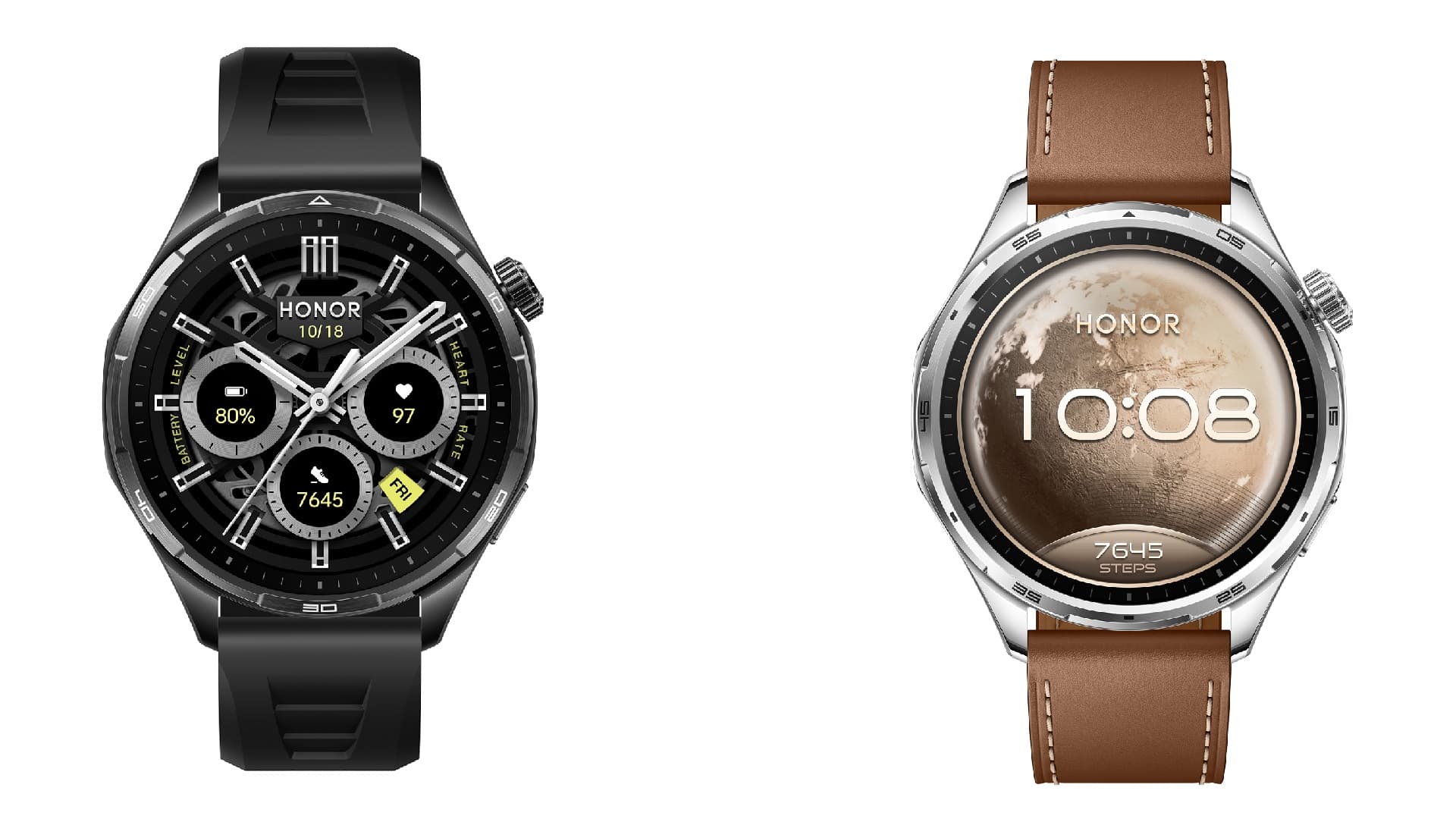 Hodinky Honor Watch 6 v černém a hnědém provedení | Zdroj: Honor