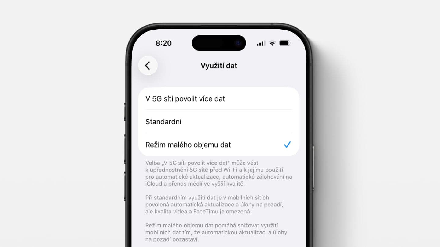 Nastavení využití mobilních dat na iPhonu | Zdroj: Tomáš Rajnoch