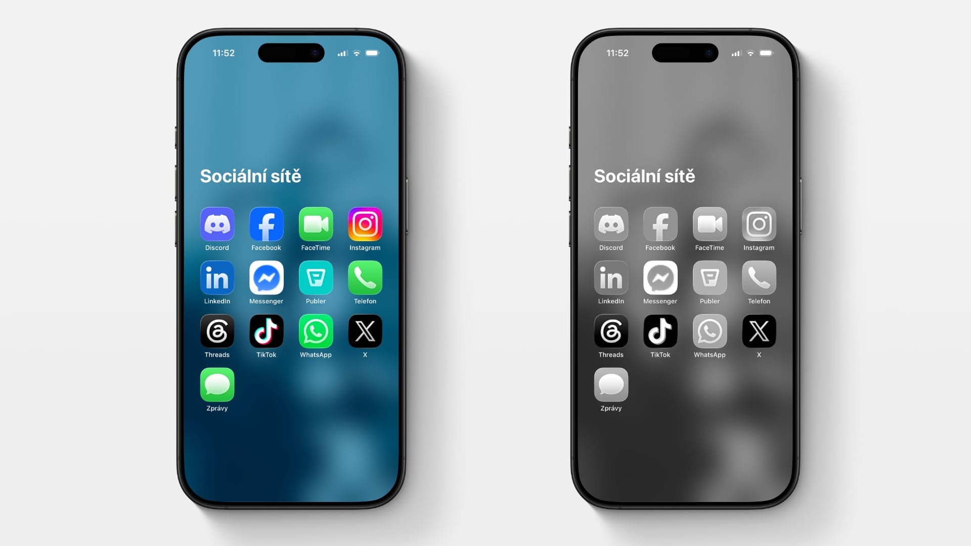 Sociální sítě na iPhonu v černobílém režimu | Zdroj: Ondřej Koníček
