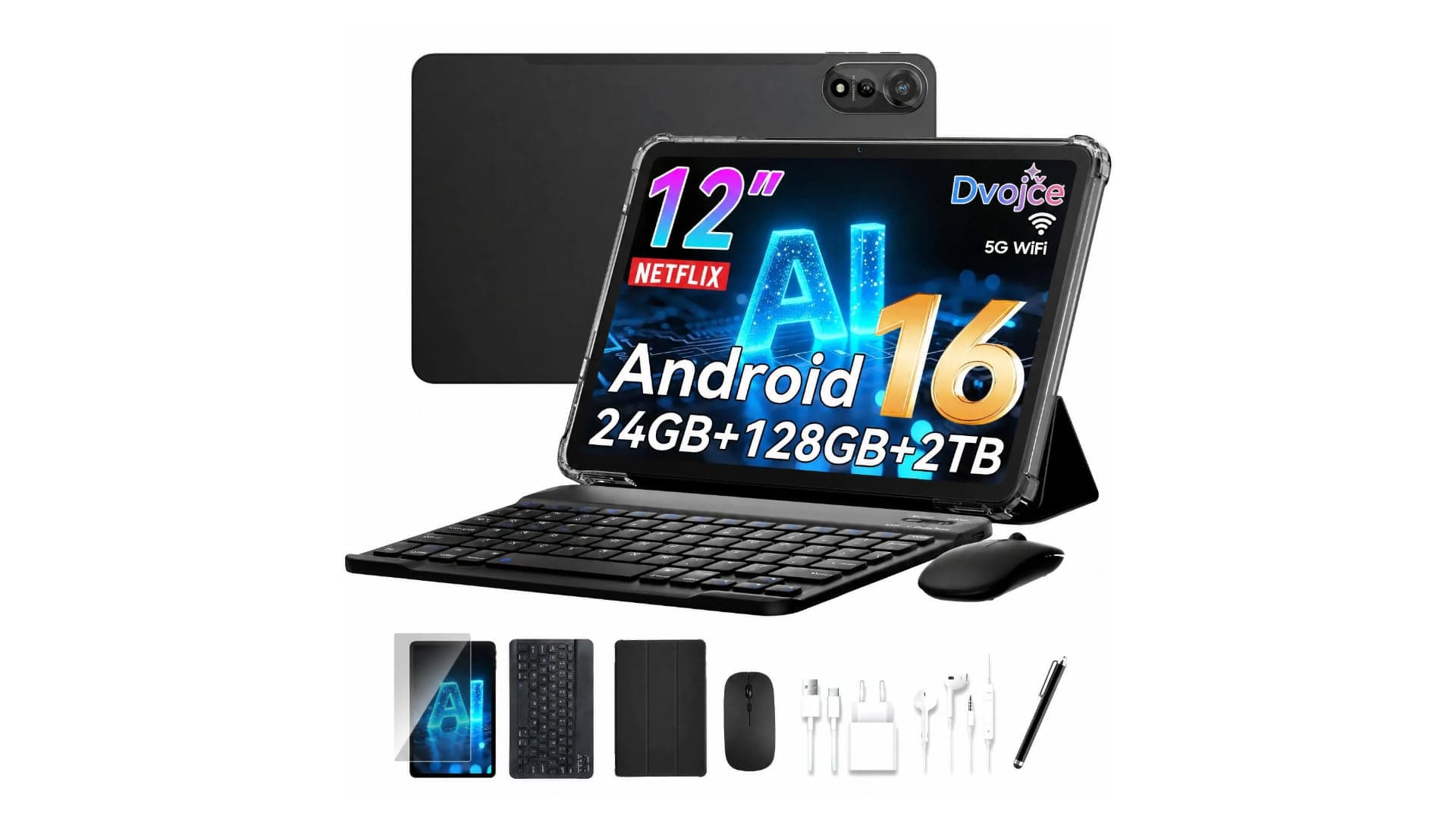 Android tablet Nexall N90 včetně příslušenství | Zdroj: Tomáš Rajnoch