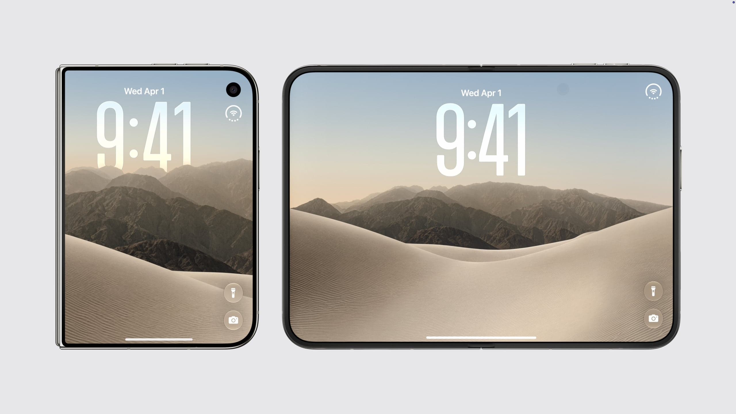 iPhone Duo, zavřený a otevřený | Zdroj: Apple